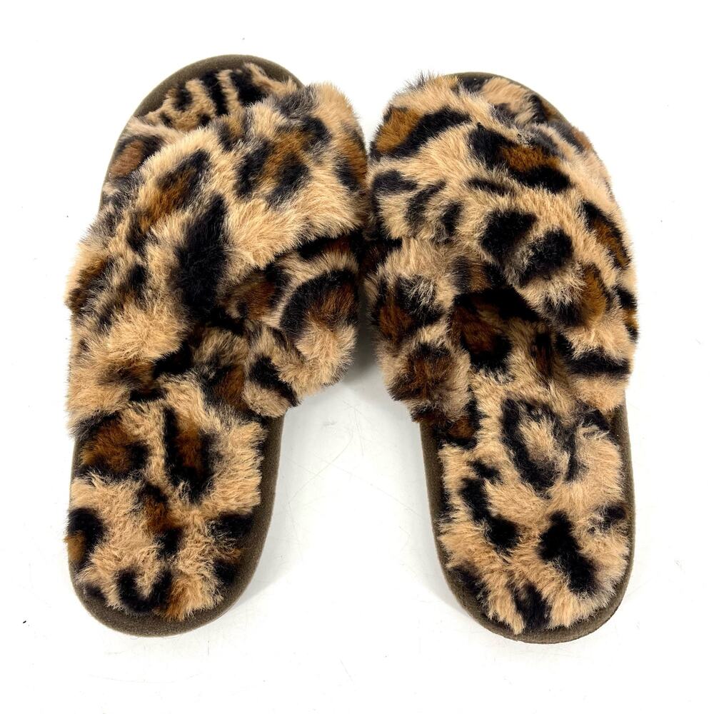 Bearpaw faux fur animal print open‎ toe slipper (7)